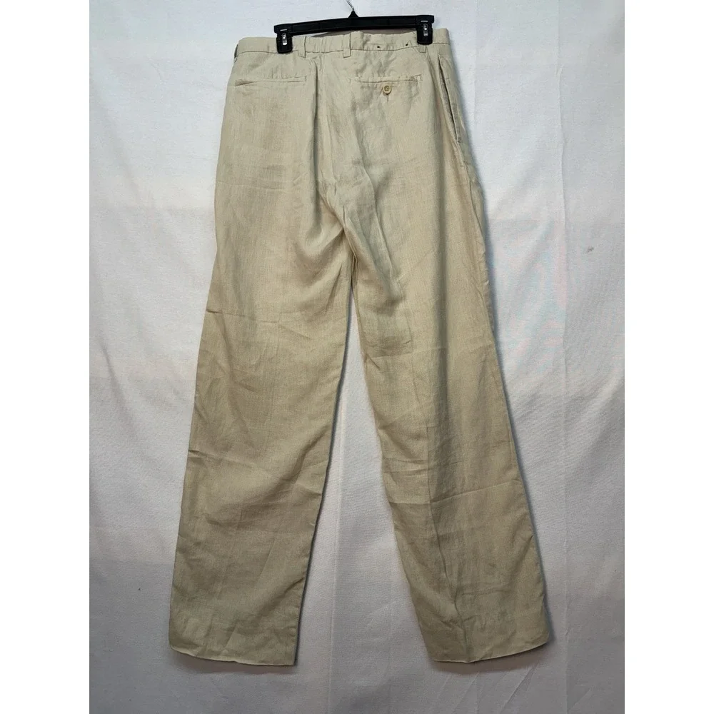 Banana Republic Men's Beige 100 %Linen Gavin Fit Chino Dress Pants 33x32